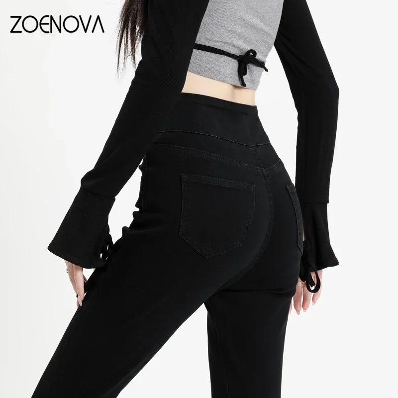ZOENOVA Frau Jeans Vintage Hohe Taille Frauen Dünne Bleistift Schlank Stretch Denim Hosen Enge Hosen 2023 Hose Y2K Koreanische Mode