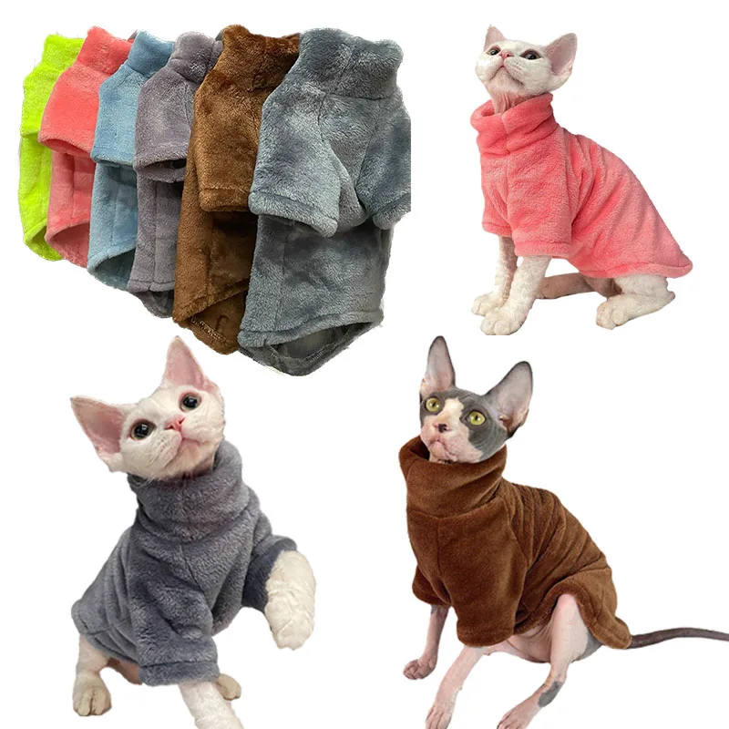 Abrigo cálido de cuello alto para gatos Sphynx, ropa para perros pequeños y medianos, chaqueta, disfraz de gatito, Bulldog Francés, caniche, Pug, trajes, suéter