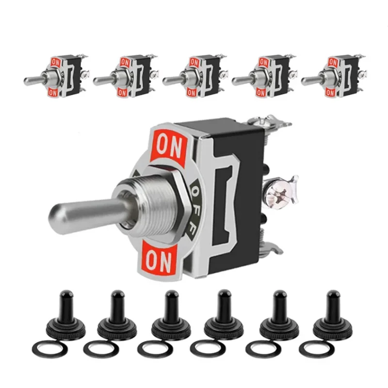 5 pçs resistente carro barco rocker interruptor de alternância 15a 250v 2pin spst ligar/desligar interruptores rocker com bota à prova dwaterproof água spst rocker interruptor