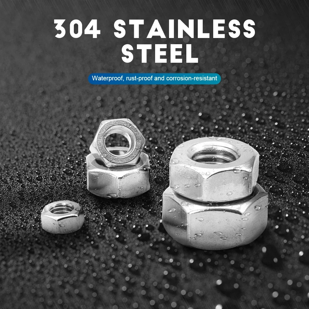 Шестигранные гайки метрические DIN934 M2 M2.5 M3 M4 M5 M6 M8 M10 M12 M14 M16 M18 M20 M22 M24 Шестигранные гайки из нержавеющей стали из углеродистой стали
