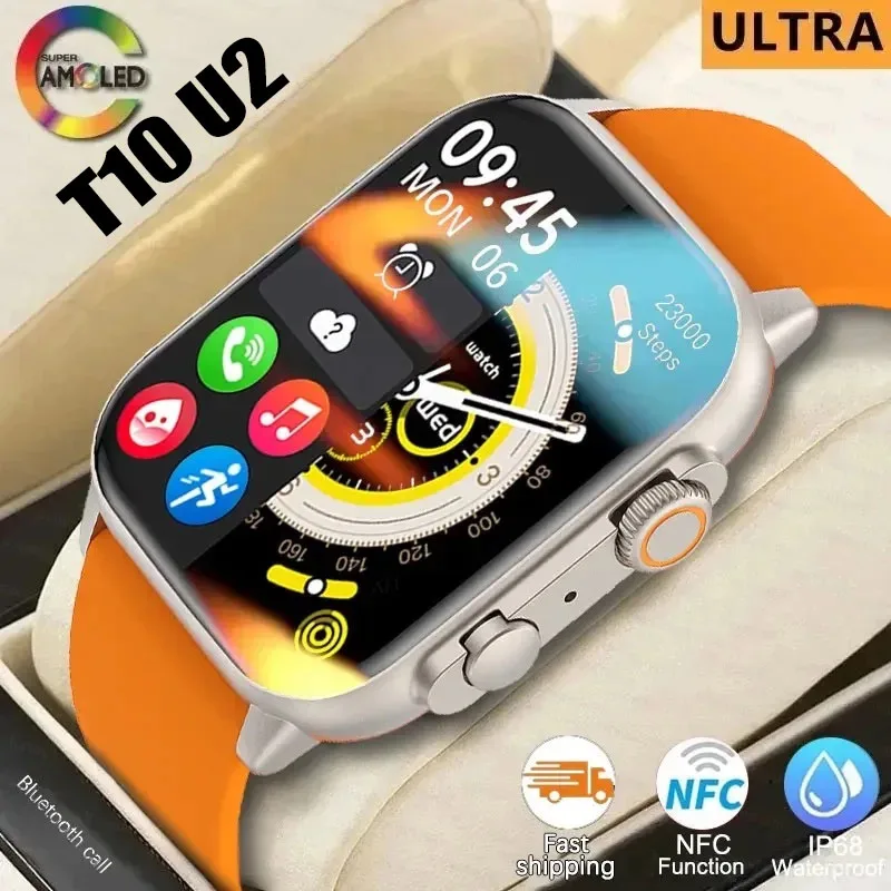 Nuevo reloj inteligente T10 U2 49mm 2025 nuevo NFC hombres mujeres GPS pista Bluetooth llamada BT juegos de música carga inalámbrica Smartwatch
