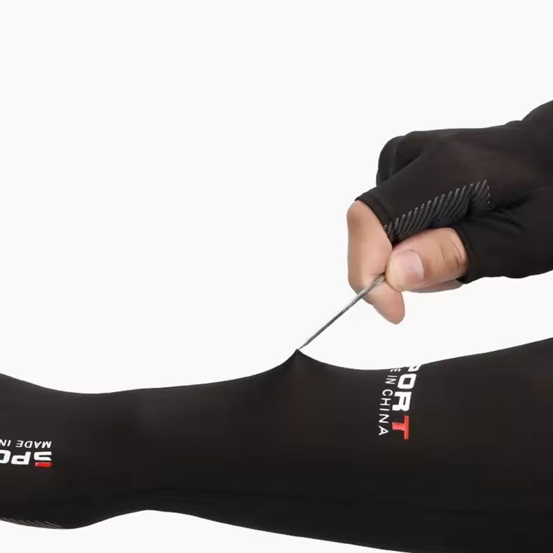 1 par esporte braço mangas ciclismo correndo pesca escalada braço capa sol proteção uv gelo fresco mangas 5 dedo manguito