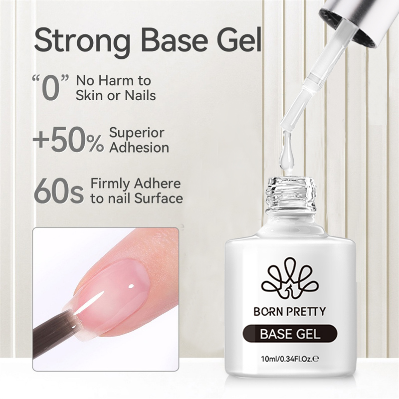 BORN PRETTY Super Top Coat และฐานเจลเล็บสําหรับเจลกึ่งถาวรเคลือบเงายาง Top Coat 10ml อุปกรณ์เล็บ