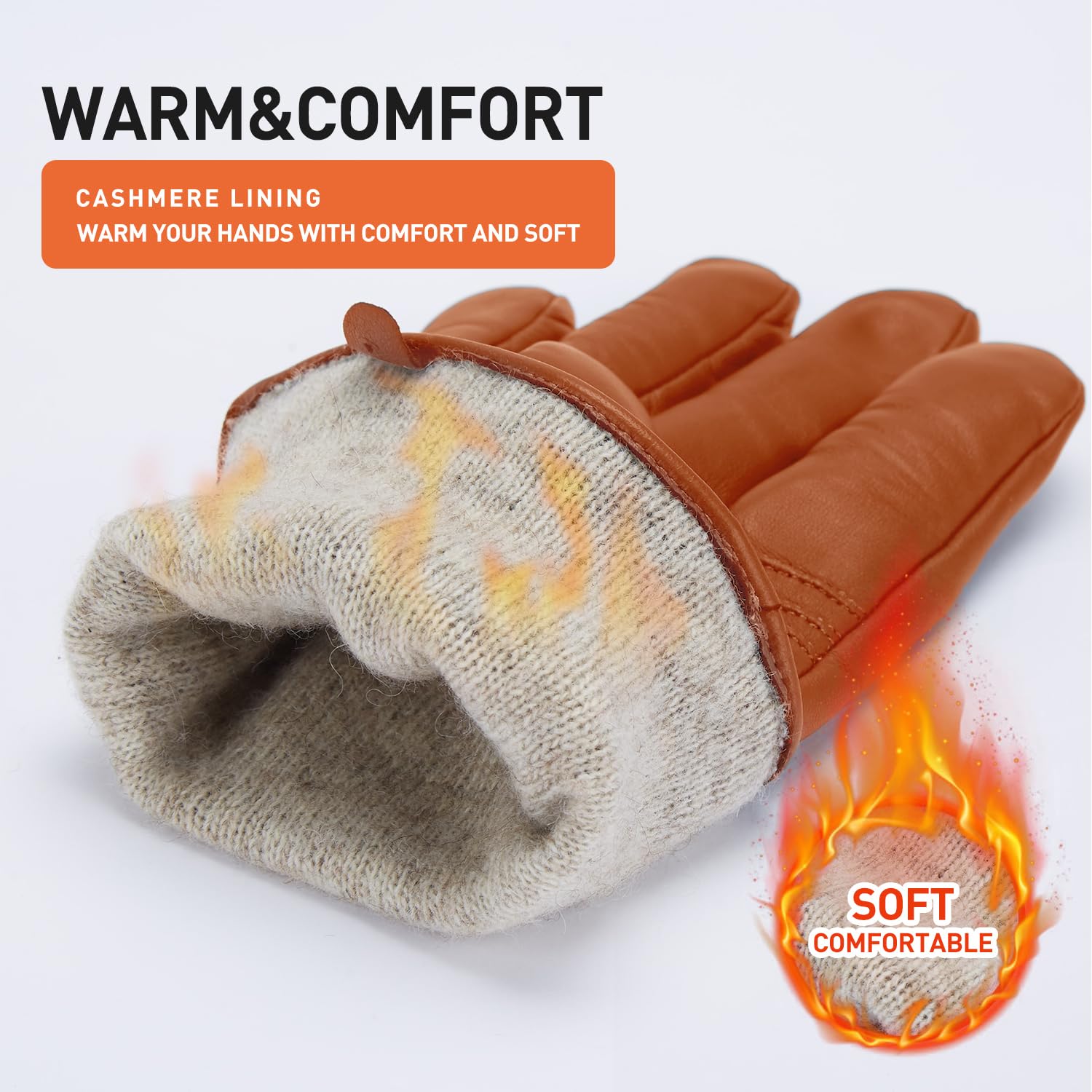 バイソンデニム-メンズシープスキングローブ、カシミア裏地、タッチスクリーン、フルフィンガー、ミトン、ウォーム、ライディング、ドライビング、ファッション、冬、25