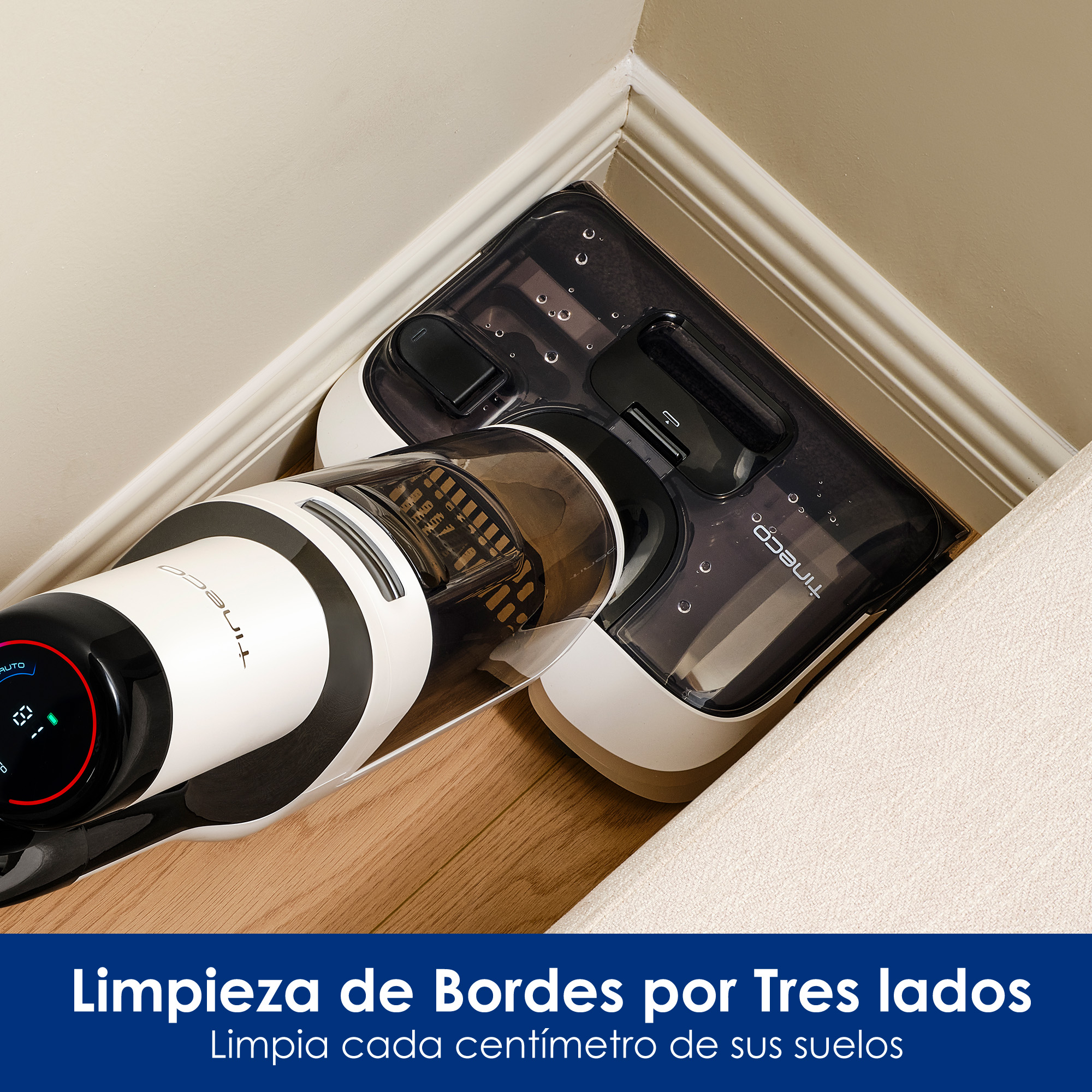 Tineco Floor One Stretch S6 Aspiradora en Seco y Húmedo Posición Plana de 180° Diseño Compacto de 13 cm Autolimpieza Limpieza por Las Tres Caras Flashdry a 70 °C en 5 Minutos