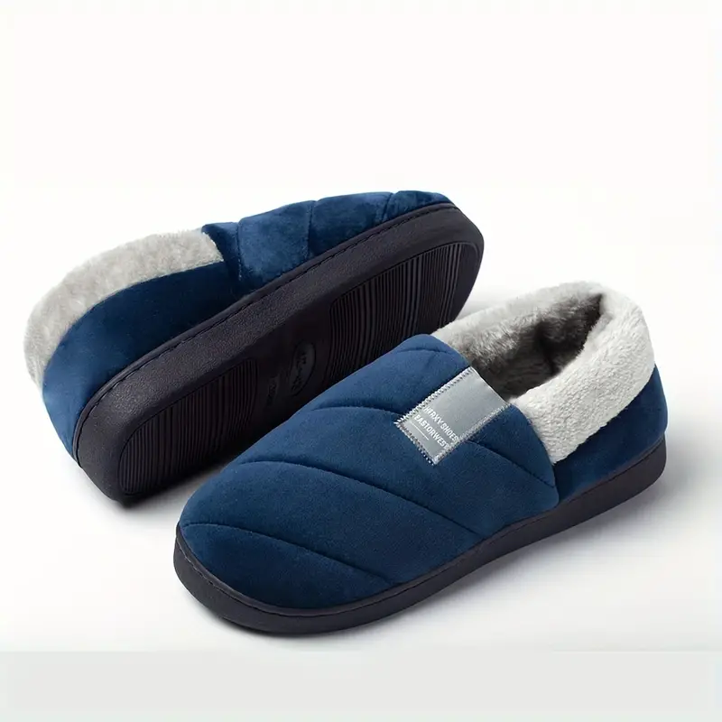 Zapatillas peludas cálidas de invierno para hombre, zapatos informales para parejas, dormitorio, exterior, suela gruesa, antideslizantes, talla grande 46/47