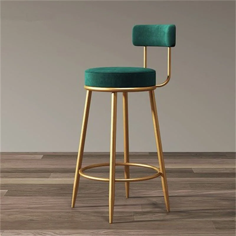 Nordic Bar Chairs Modern Iron Art High Stools Kitchen Backrest Bar Stools Cafe Velvet Chair Counter Work Stools Home Furniture