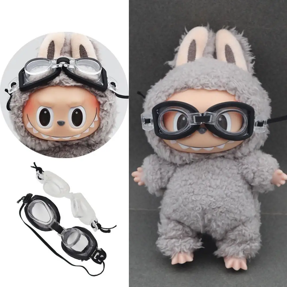 Gafas de natación con banda elástica para muñeca, gafas de natación para muñeca de 8 CM, espejo submarino de entretenimiento (solo gafas) para muñeca Labubu
