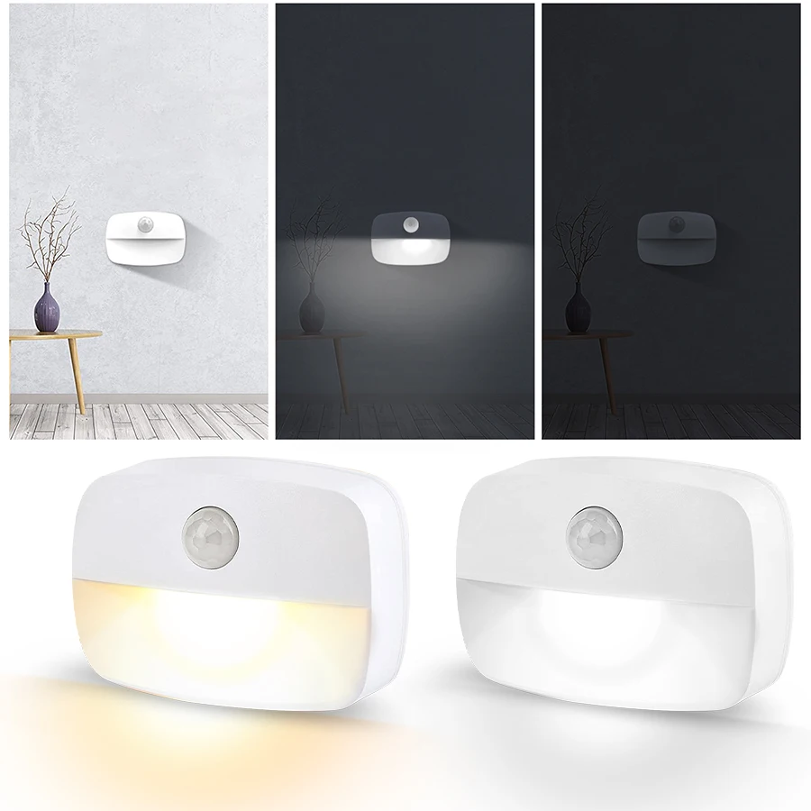 1-5PCS Luce notturna a LED con sensore di movimento Lampada da cucina wireless alimentata a batteria AAA per camera da letto Armadio Scale Corridoio