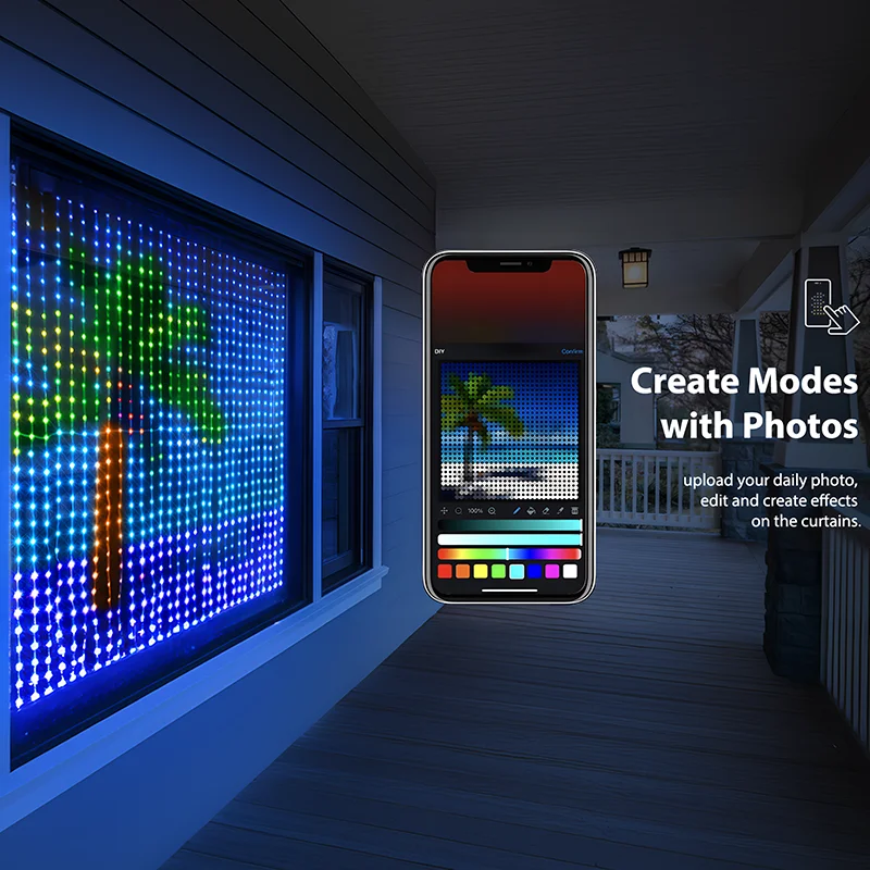 Estático e dinâmico Natal Curtain String Lights, LED Photos Display, Adequado para Quarto, Quarto, Decoração de Janela