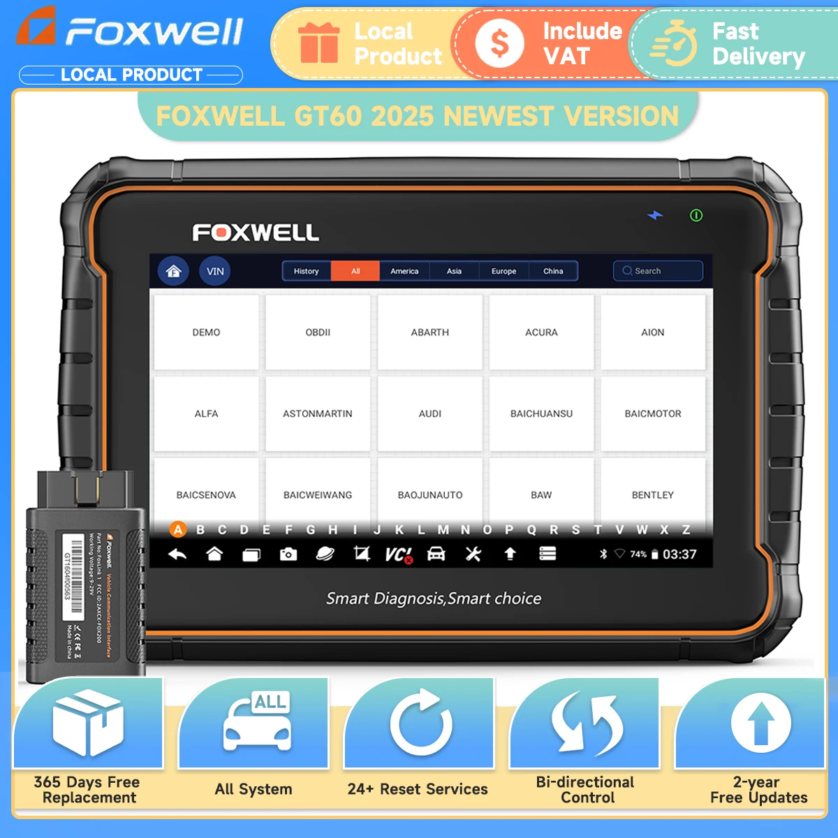 Foxwell GT60 OBD2 Bluetooth outils de Diagnostic de voiture professionnel tout système réinitialiser l'huile A/F ajuster 24 réinitialiser OBD 2 Scanner automobile