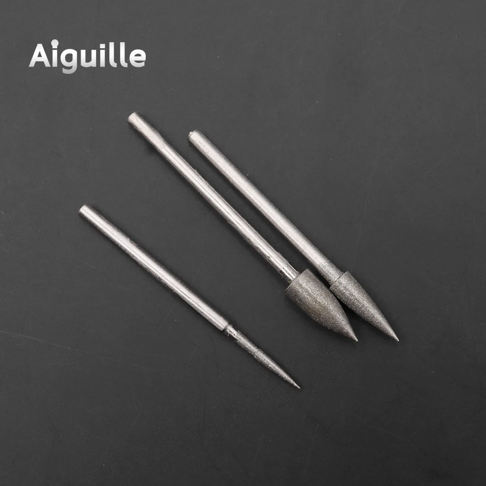 10 Chiếc 400 #2.35Mm 1-6Mm Kim Cương Xay Burr Ngọc Đánh Bóng Kim Cương Bit Răng Bit kim Cương Xay Điểm