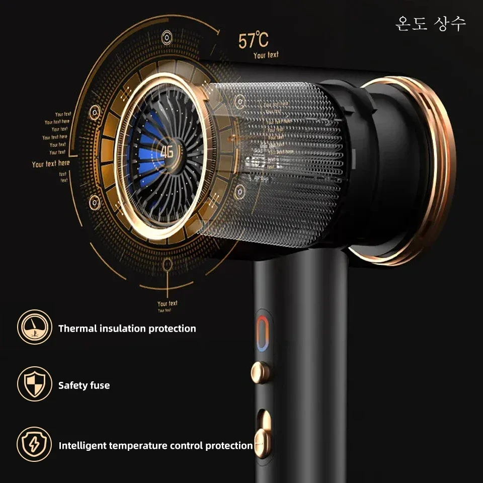 F33 Suszarka do włosów z szybkim obiegiem powietrza, elektryczna turbina, niski poziom hałasu, stała temperatura i szybkie suszenie, odpowiednia do użytku domowego i salonów fryzjerskich.