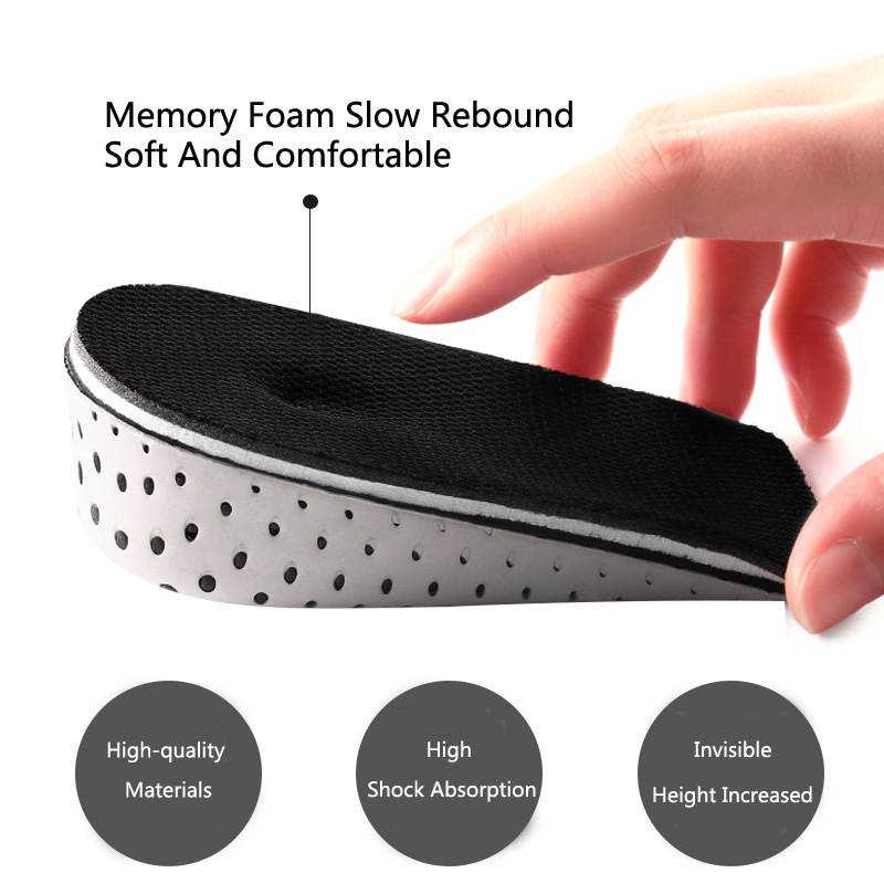 Plantillas de espuma viscoelástica de 2-4cm para zapatos Plantillas de aumento de altura para hombres Plantillas transpirables absorbentes de sudor para accesorios de carrera de pies