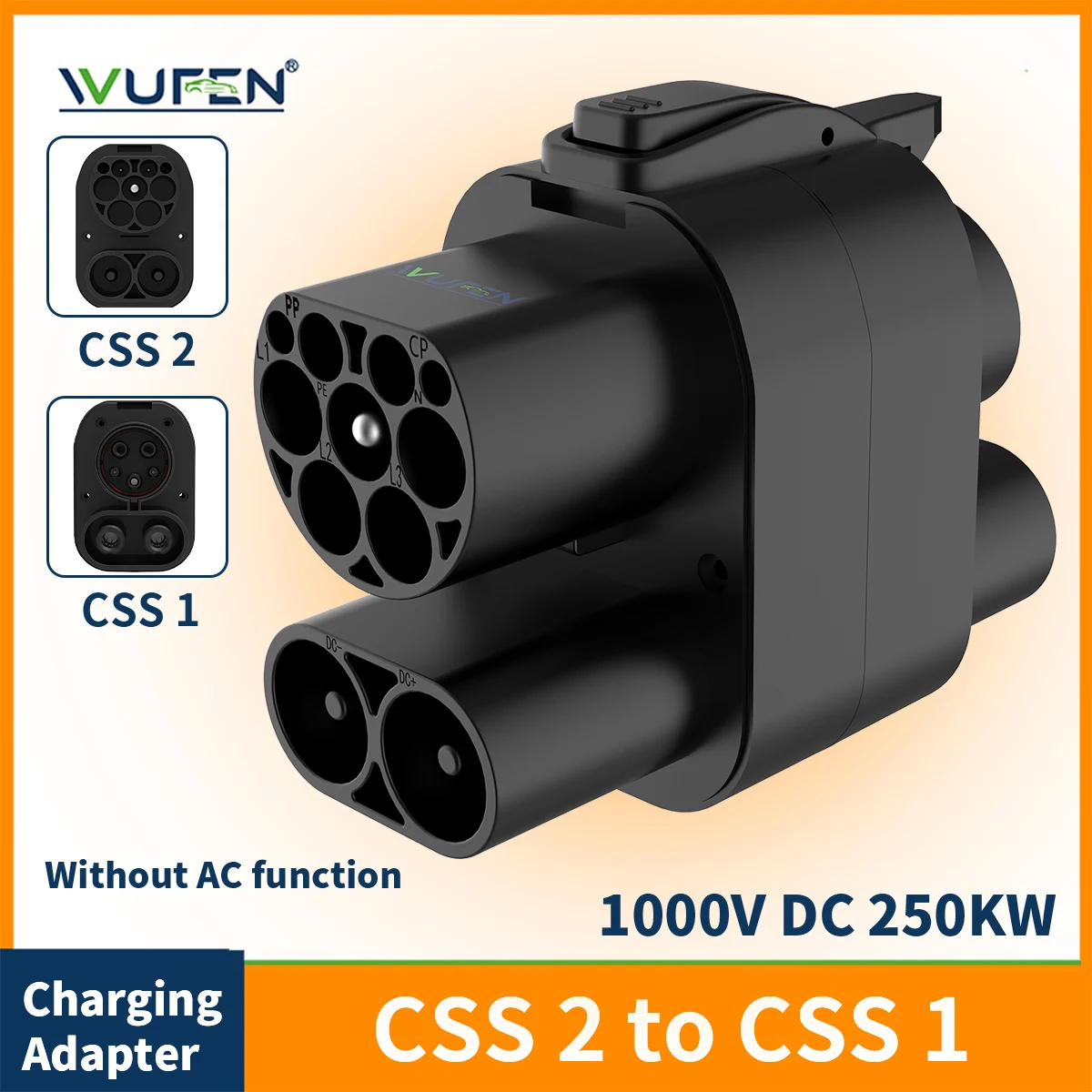 Зарядное устройство для электромобилей WUFEN CCS2 to CCS1 DC 250A 250KW Адаптер для быстрой зарядки CCS Combo 2 to CCS Combo 1 для США, Кореи, Ford, автомобильная зарядка