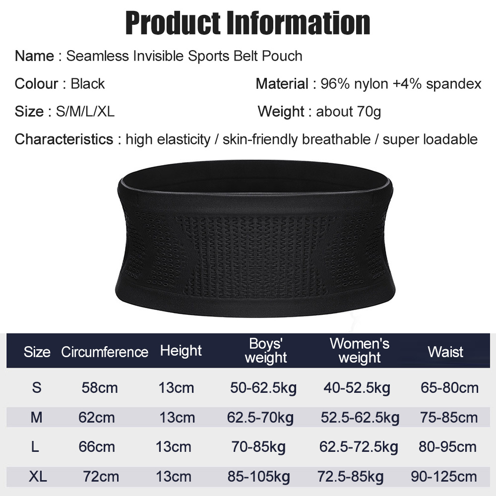 Hardloopheuptas Heren Dames Onzichtbare elastische hardloopriem Hydratatie Heuptas Telefoon Heupriem Tas Gym Fitness Marathon