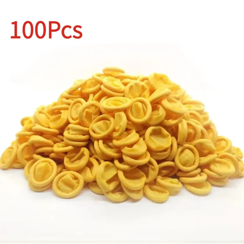 100Pcs 라텍스 손가락 코트 산업용 고무 손가락 슬리브 장갑 일회용, 대부분의 손가락에 대해 부상당한 손가락을 보호하기 위해