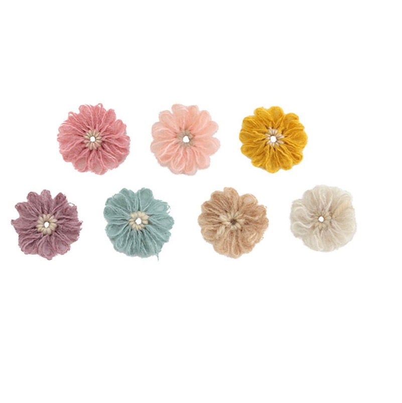Artístico lã malha gancho brincos pingente Floral, Handmade acessórios do parafuso prisioneiro, DIY hairpin ornamentos, Pack flor, Pack flor, 10pcs
