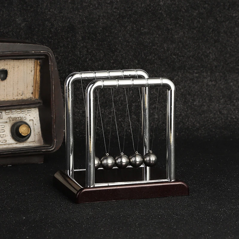 Newton's Cradle Balance ลูกเหล็กอุปกรณ์การสอนฟิสิกส์วิทยาศาสตร์ลูกตุ้มเดสก์ท็อปของเล่นความเครียดบรรเทาของขวัญตกแต่งบ้าน