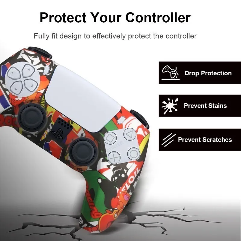 シリコン保護カバースキン PlayStation 5 用 PS5 コントローラカバー親指グリップ滑り止めシェル PS5 アクセサリー