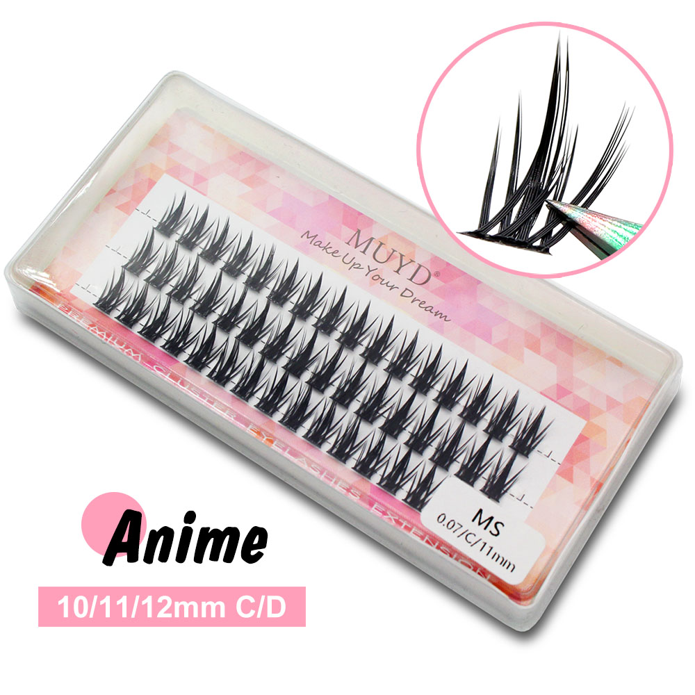 Super Bunch 60pcs Anime Style Mink Eyelashes Extension Natural 3D Volume Fake Lashes Individual Cluster Makeup Tools Cilia