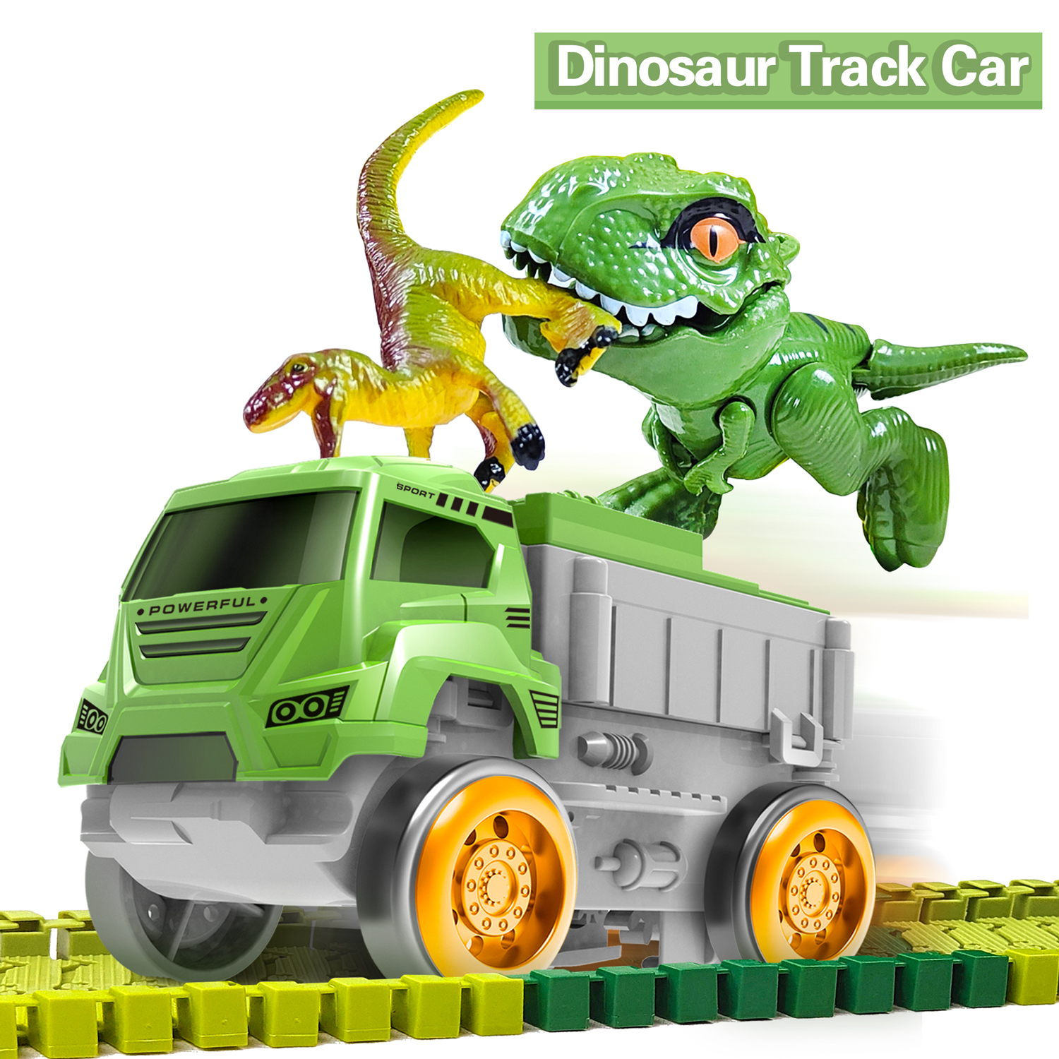 Jouet de piste de dinosaure de course magique pour enfants, véhicule électronique avec lumière LED, pièces de voiture, cadeau d'anniversaire pour garçons