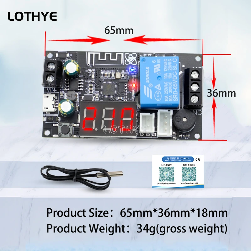 Termostato remoto WIFI, módulo controlador de temperatura de alta precisión, aplicación de refrigeración y calefacción, recolección de temperatura XY-WFT1 WFTX