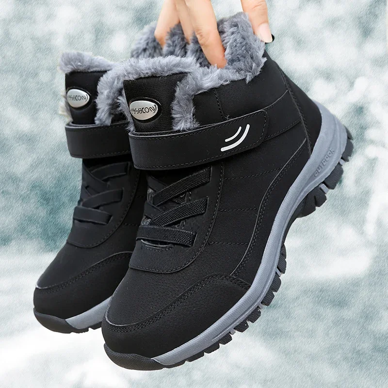 Botas de caminhada ao ar livre para mulheres plataforma sapatos de neve botas de pelúcia manter quente botas de inverno botas de tornozelo confortáveis sapatos de caminhada