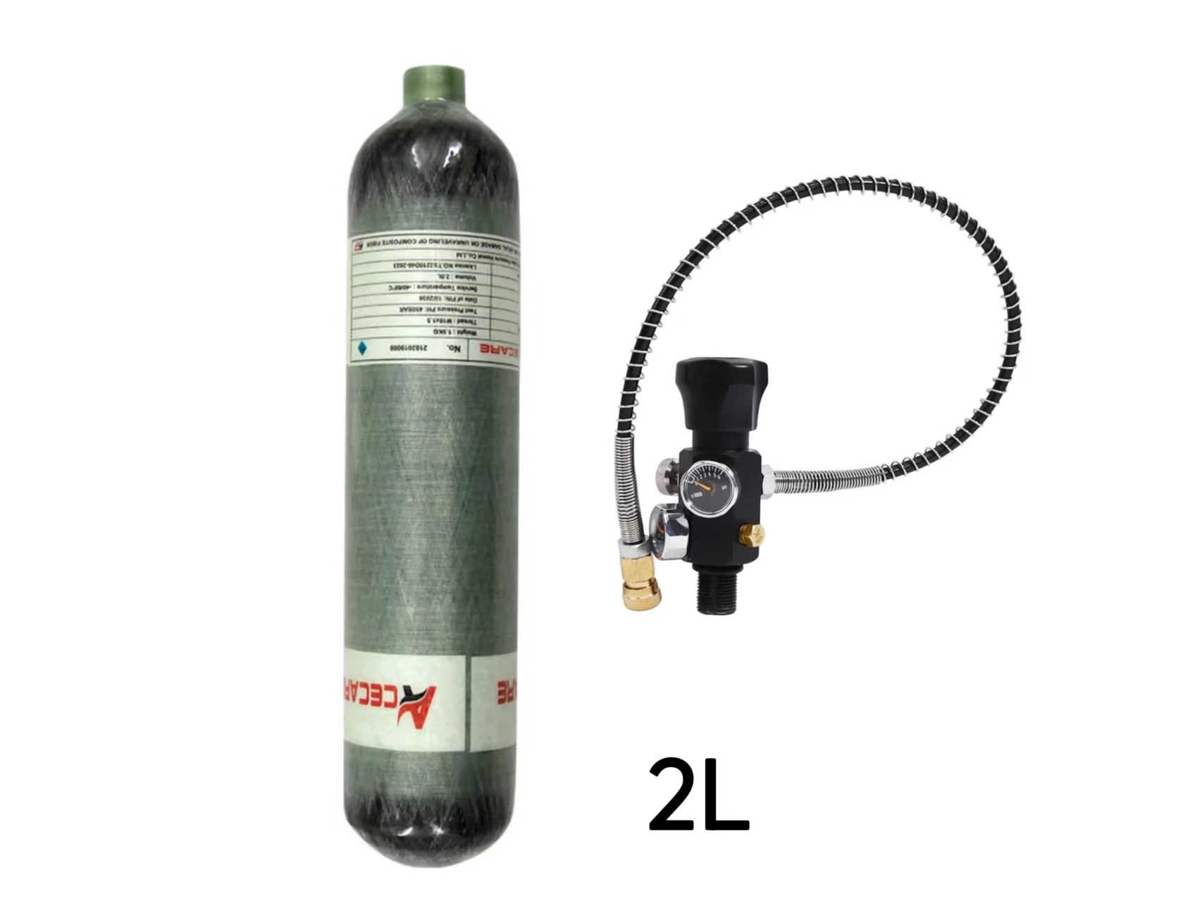 ACECARE 4500Psi 300Bar 2L Carbon Faser Zylinder Hochdruck Lufttank Lade Füllstation Regler Ventil Tauchen