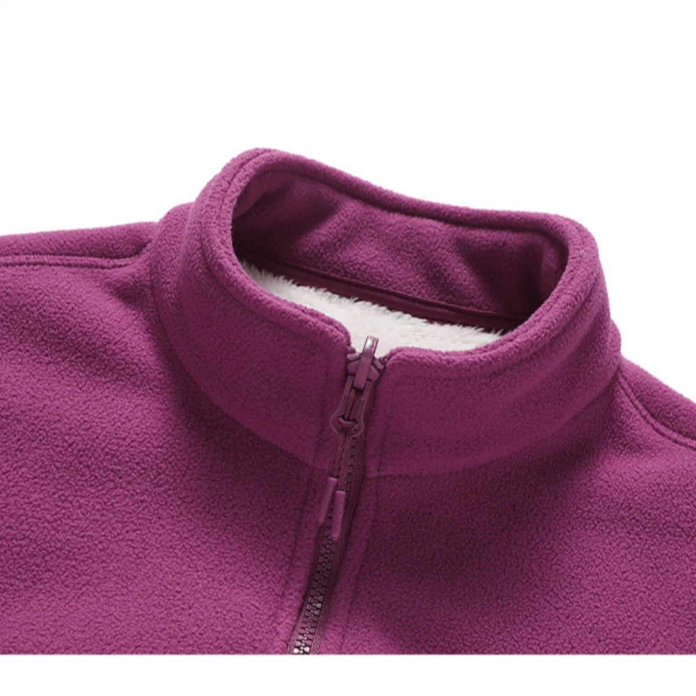 Winter Polar doppelseitige Fleece Jacken Frauen Männer Stehen Kragen Samt Outdoor mit Tasche Strickjacke Sweatshirt Dame Flanell Mantel