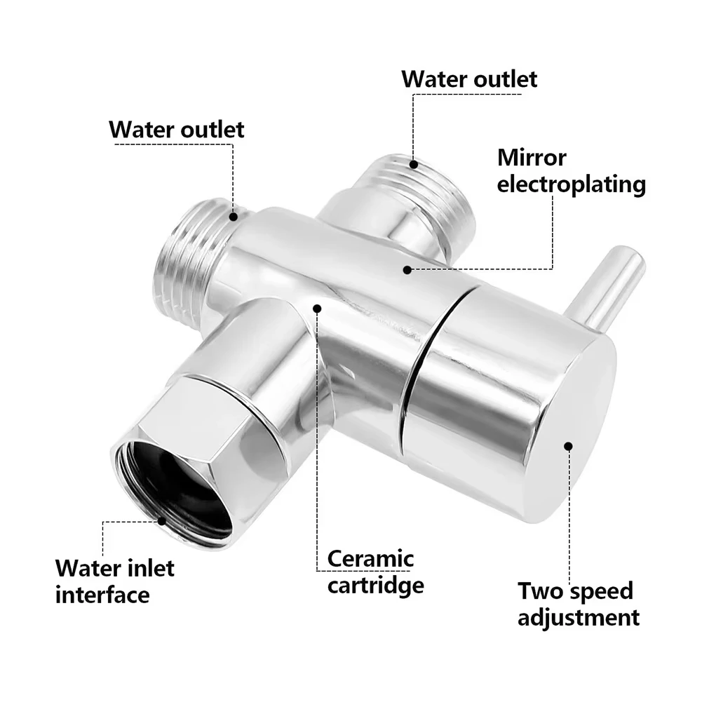G1/2in 3 Way วาล์วเปลี่ยนทิศทาง T-Adapter Converter สําหรับฝักบัวทองเหลือง Water Tap Connector ก๊อกน้ําห้องน้ําเครื่องแยกน้ํา