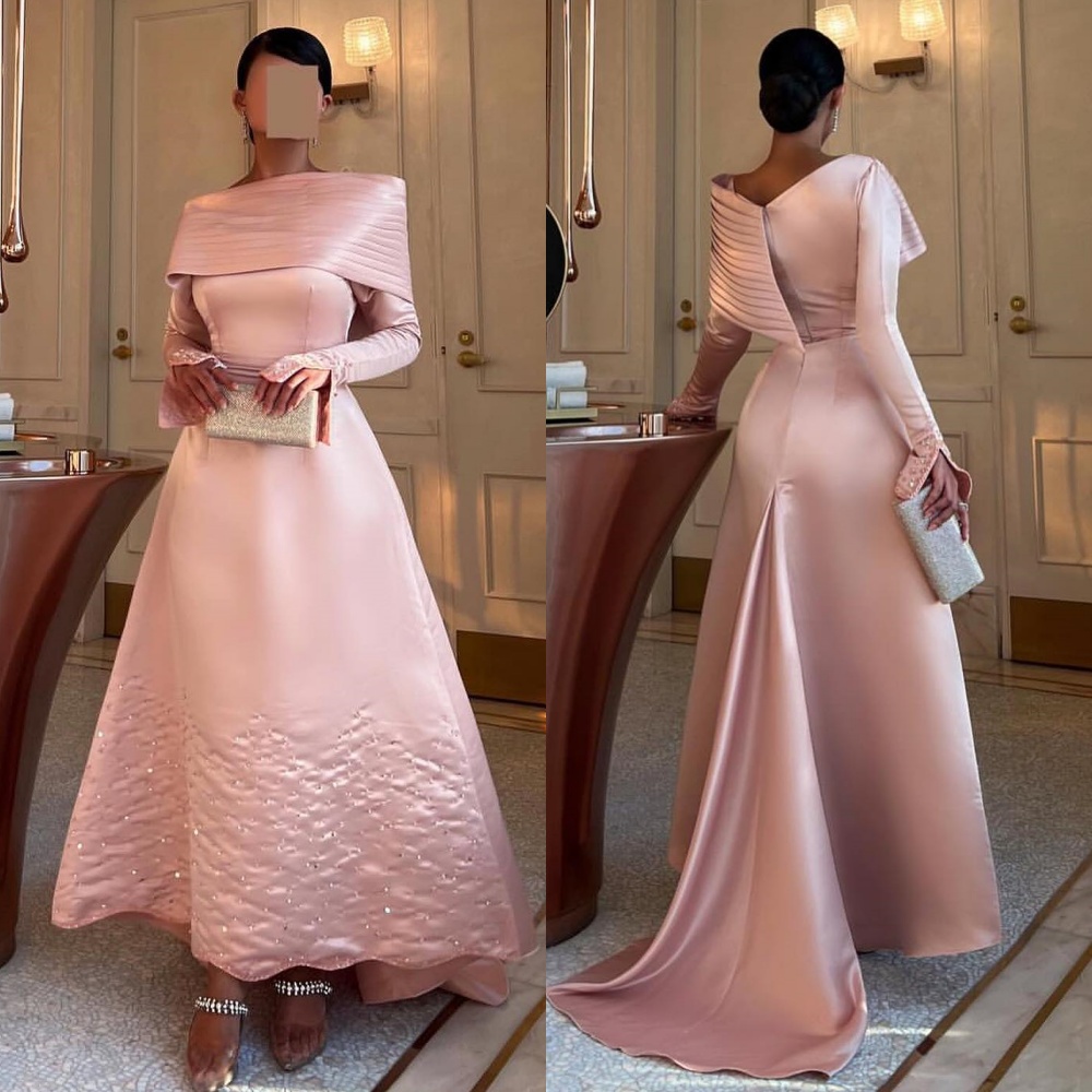 Maßgeschneiderte, exquisite, modische, plissierte, drapierte, mit Pailletten besetzte, schulterfreie A-Linien-Midikleider, maßgeschneiderte Anlasskleider, formell