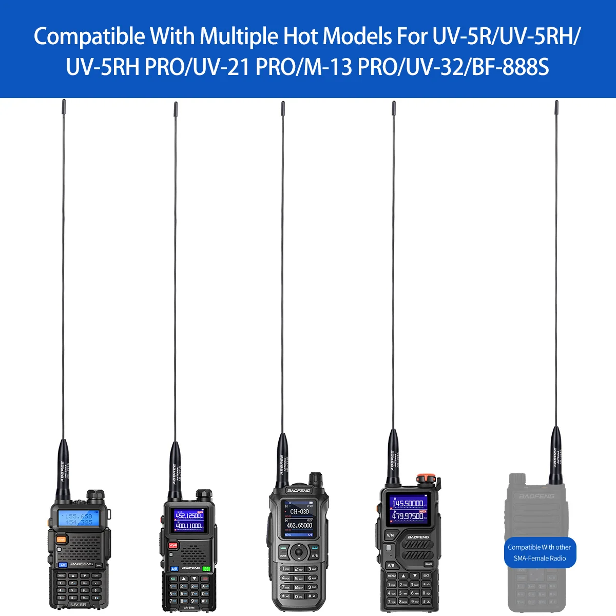 ABBREE AR-771S Aviation+Titanium SMA-Buchse Material Dual Band Antenne für Quansheng UV-K6 TK11 Baofeng UV-5R UV-32 UV-21 PRO V2