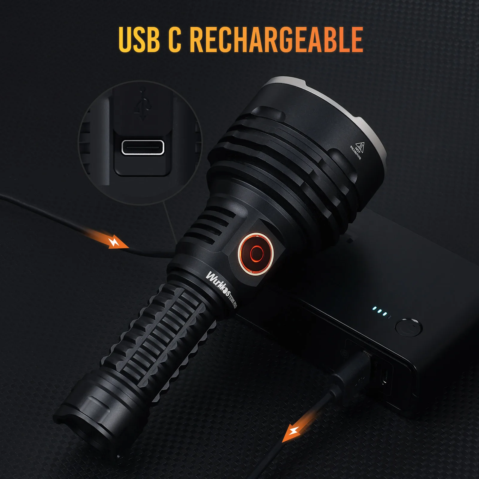 Wurkkos TS30S Pro 21700 linterna táctica recargable LED USB-C 6000Lm antorcha MAX 1086M bisel inoxidable Anduril 2 banco de energía