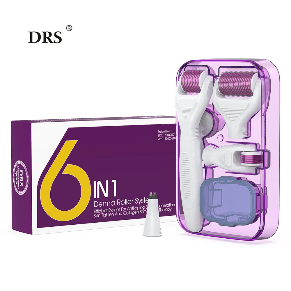 Derma rollerセット6 in 1 DRS Dermaroller Beard roller Face roller Derma Rolling System頭皮毛髪成長マイクロニードルセット