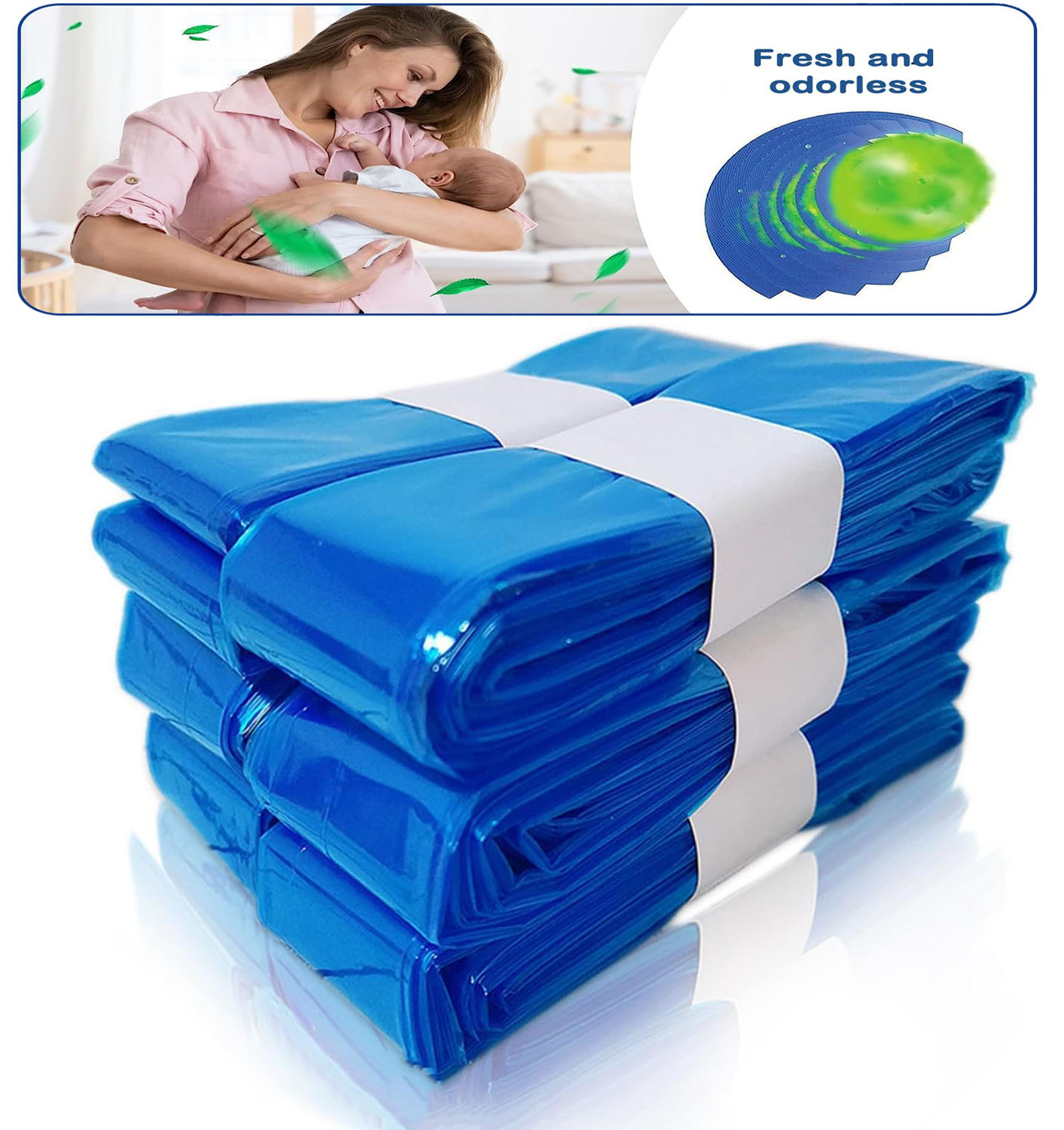 10pcs Genie เปลี่ยนถังขยะกระเป๋าเติมกระเป๋าผ้าอ้อมเด็กถุงขยะป้องกันการฉีกขาดถุงขยะสําหรับ Angel Care และ Tommee Tippee
