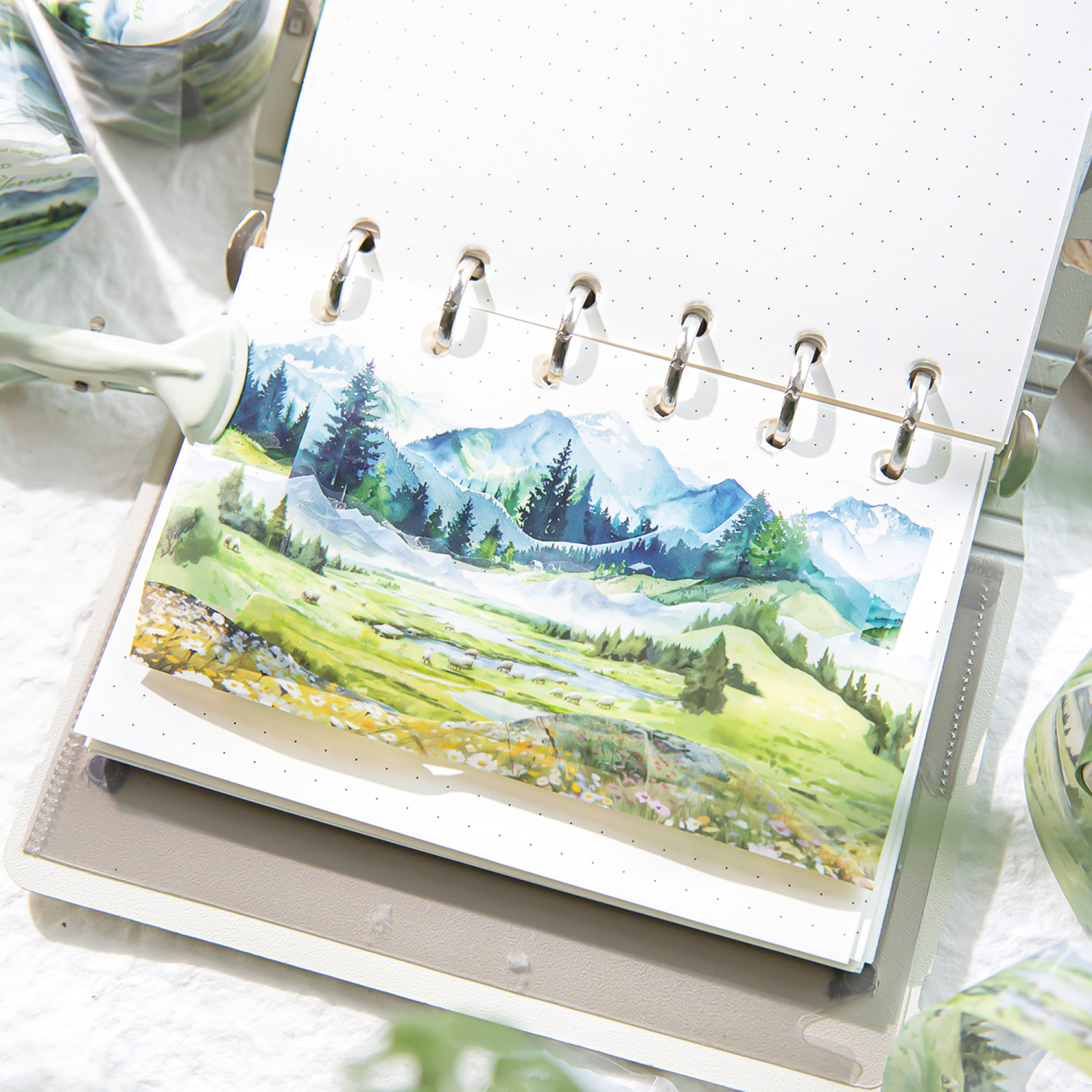 Yoofun 3x200ซม. วัสดุจับแพะชนแกะภูมิทัศน์แนววินเทจเทปสัตว์เลี้ยงภูเขาและทะเลกระดาษกาวสร้างสรรค์สมุดบันทึกแบบทำมือ