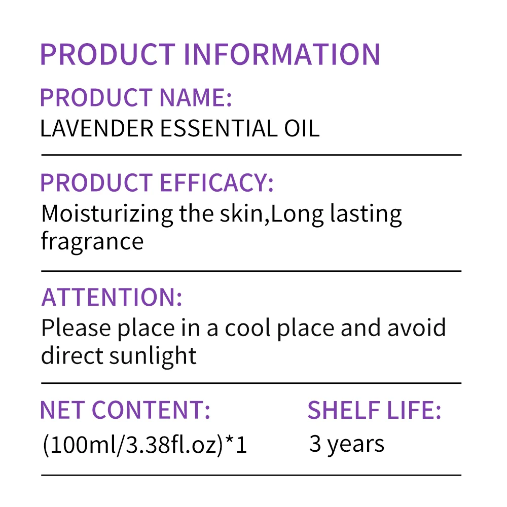 Aceite esencial de lavanda para el cuidado de la piel del cuerpo facial aceite esencial hidratante masaje aceite esencial