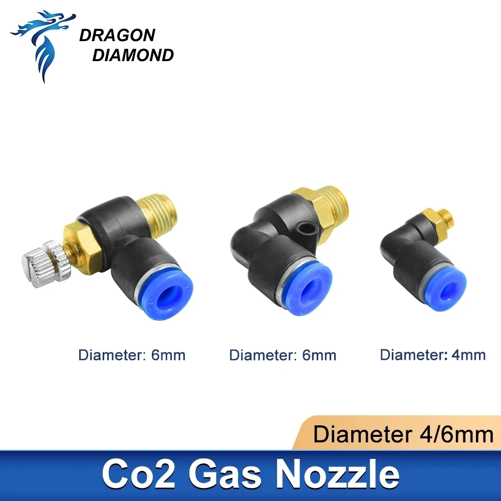 Boquilla de Gas láser Co2, boquilla de aire de diámetro 4mm 6mm, 2 uds., uso para cabezal láser Co2 para máquina cortadora de grabado láser Co2