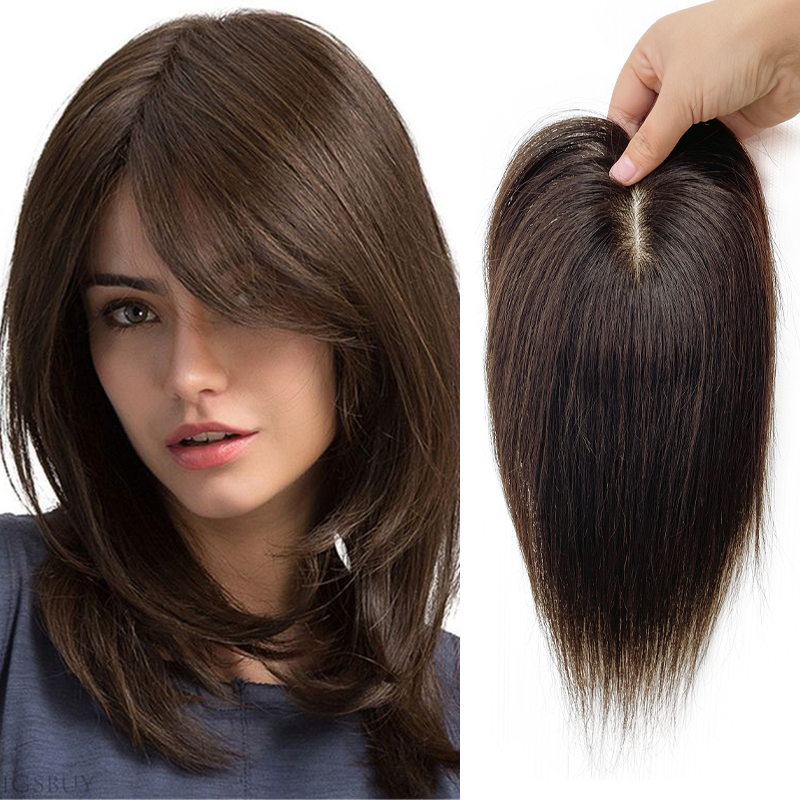 女性のための人間の髪の毛のかつら,トーピー,ヘアエクステンション,ボリュームの向上,トッパー,ヘアピース,7x10cm, 25cm, 8つの形