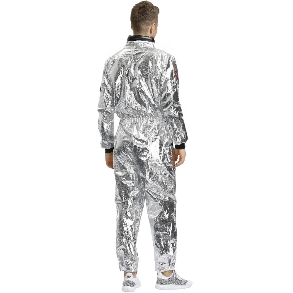 Set cosplay di astronauta spacesuit argento per adulti, festa di carnevale di Halloween, regalo di compleanno