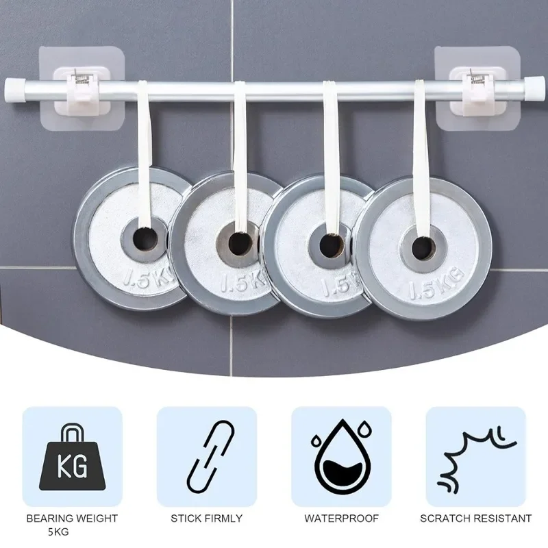 Soporte de barra de cortina autoadhesivo, ganchos de abrazadera ajustables sin clavos, sin perforación, para uso doméstico, cocina y baño, 2/4/8 Uds.