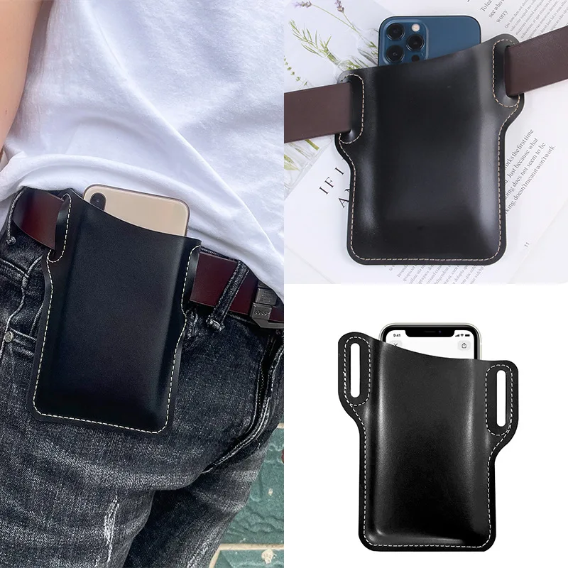 Riñonera de cuero vintage para hombre, bolsa cruzada para teléfono para deportes al aire libre, trabajo, senderismo, 1 ud. ​