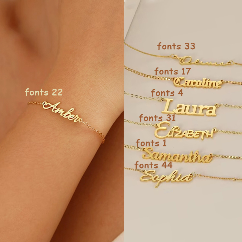 Pulseras con nombre personalizado a la moda, pulseras personalizadas de acero inoxidable con letras para mujer, brazalete para bebé, joyería, regalo no alérgico