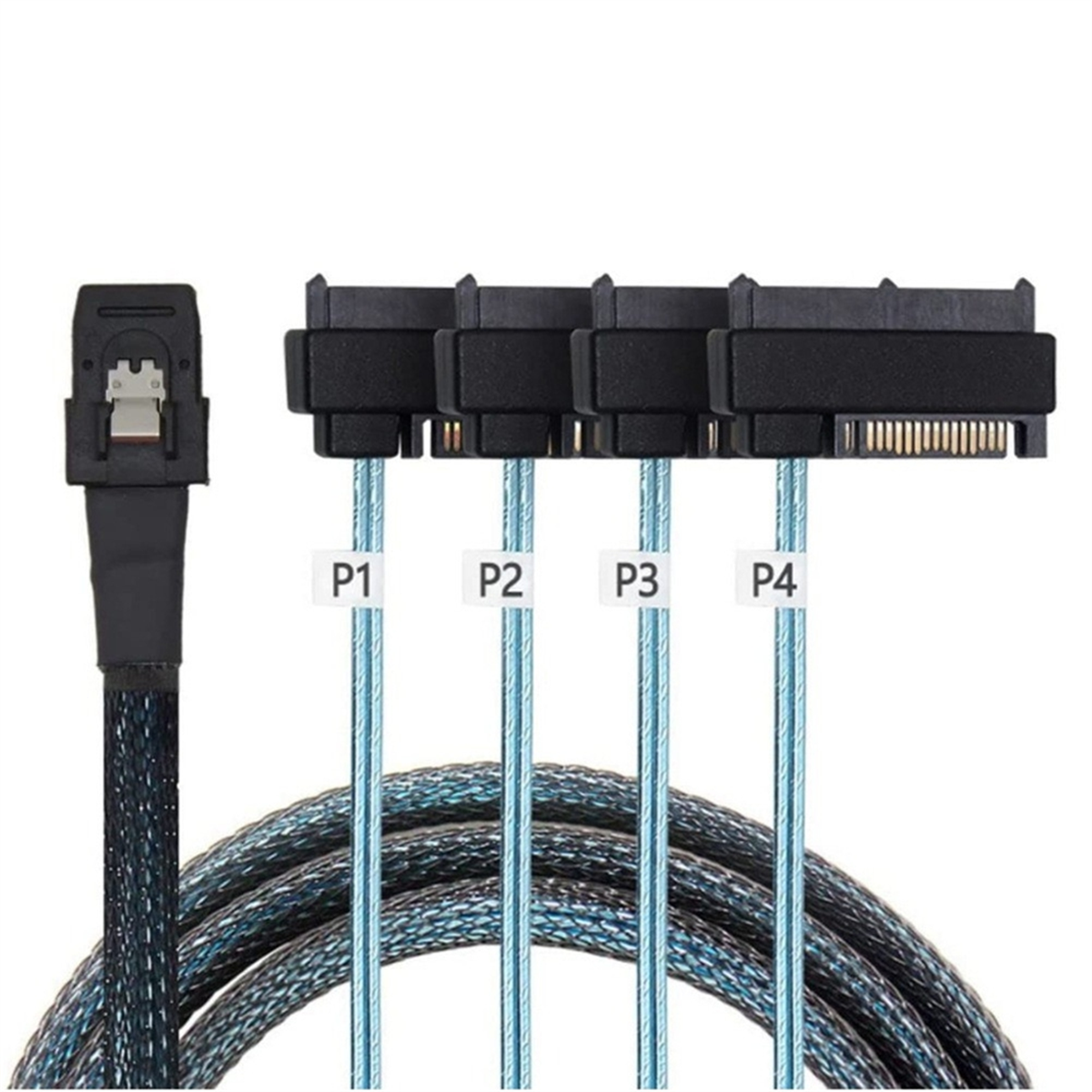 BABQ Mini Sas Sff-8087 para 4 Sff-8482 Servidor Array Card Cabo de dados de disco rígido Cabo de alimentação SATA 1m