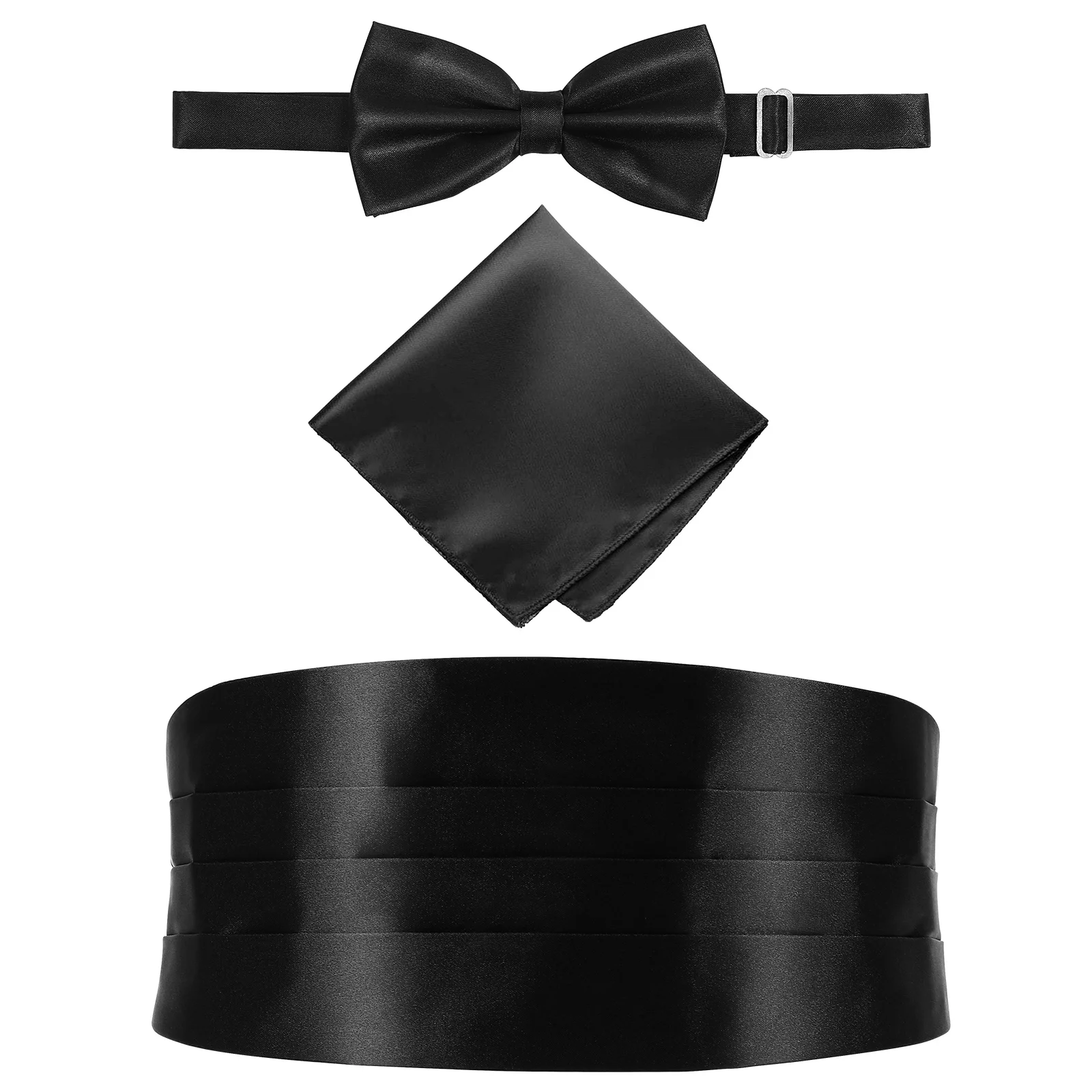 Men's Bow Tie & Cummerbund And Pocket Hankie Set Classic Bow Tie Cummerbunds Tuxedo Handkerchief For Parties Weddings Proms