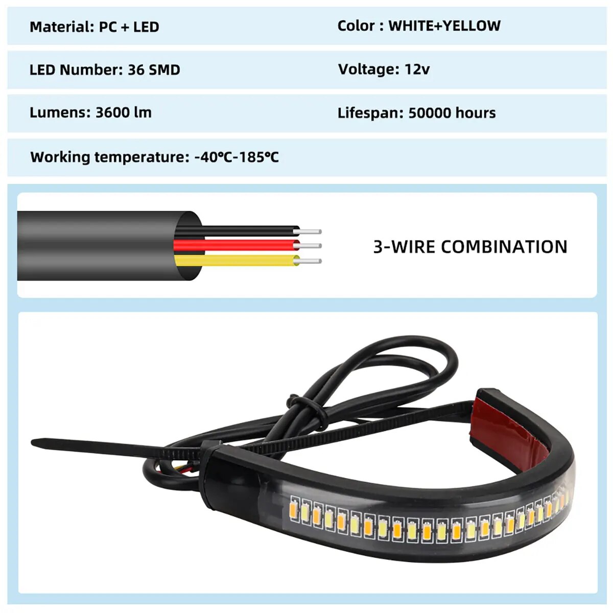 2 個 36LED リングフォークストリップ点滅インジケータオートバイウインカー DRL ホワイトアンバーフラッシャー警告ランニングランプウインカー Acces