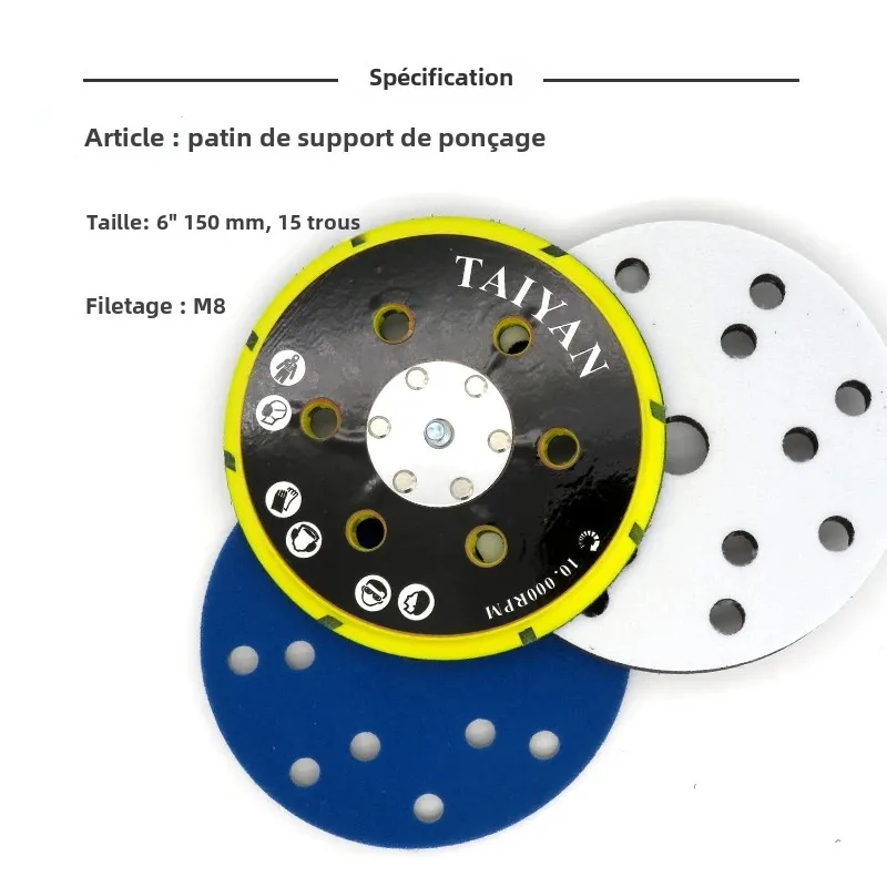 6 "150mm 9/15/17/52 trous ponceuse support tampon crochet et boucle tampons de ponçage avec filetage 5/16"-24 support de disque de ponçage sans poussière pour MIRKA