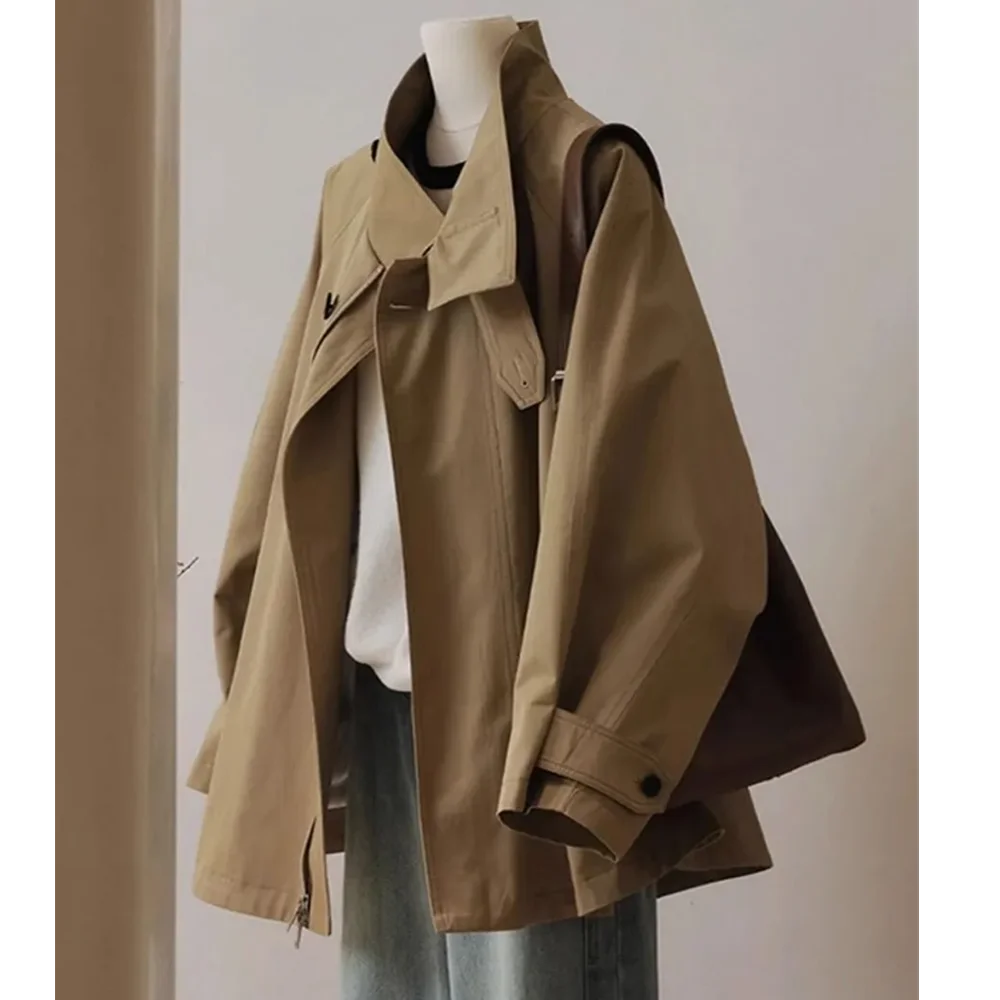 Manteau à col double couche pour femme, veste avec doublure, fouet à la mode, conception pour les abonnés aux documents, automne, nouveau, 2023