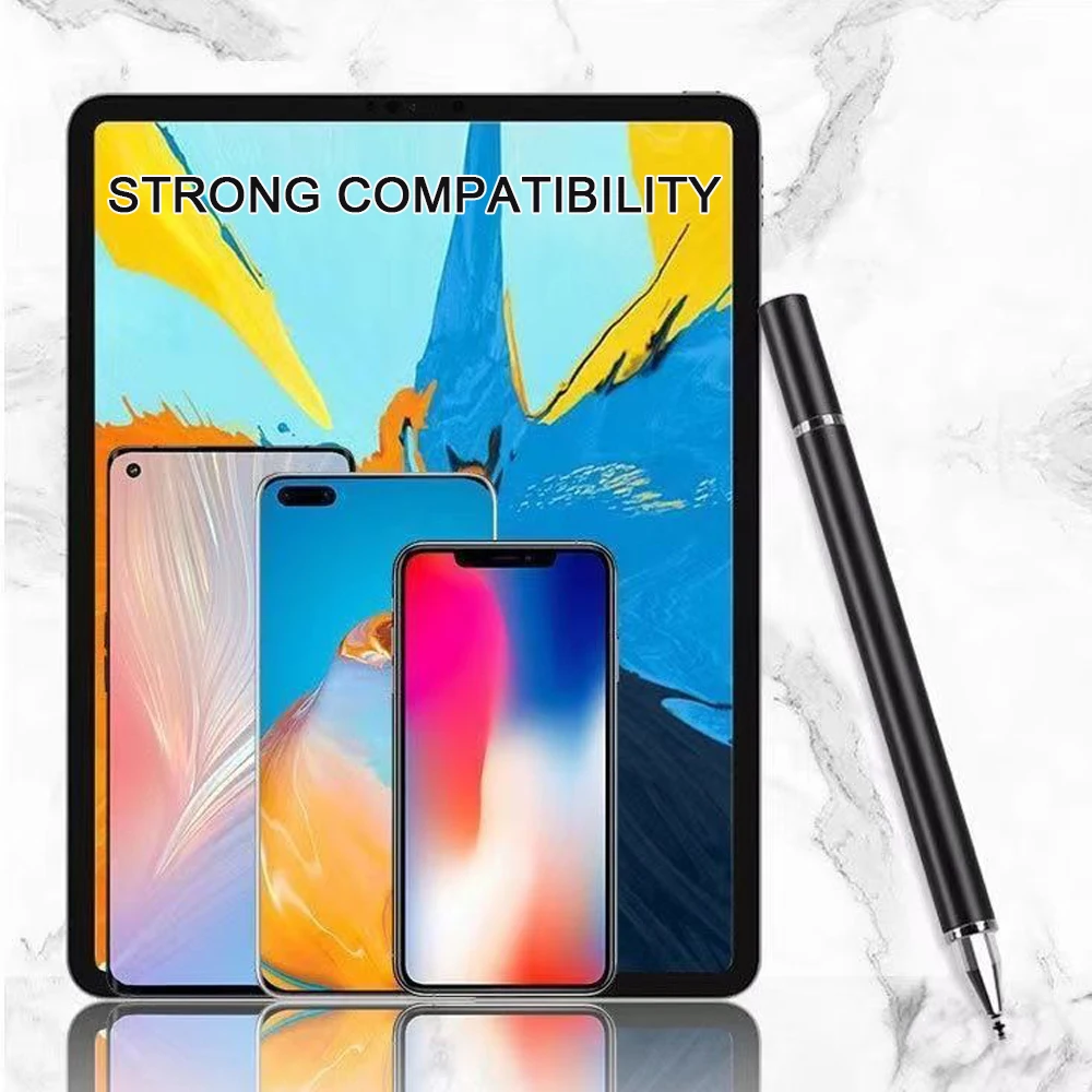 2 Trong 1 Bút Cảm Ứng Cho Điện Thoại Thông Minh Máy Tính Bảng Dày Mỏng Vẽ Điện Dung Bút Chì Đa Năng Di Động Android Màn Hình Note Bút Cảm Ứng